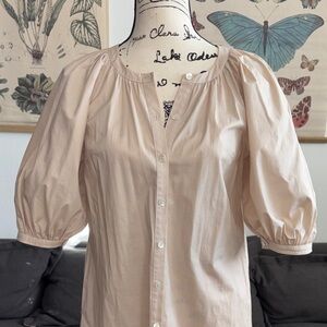 Beige/Tan Puff Sleeve Tunic Dress